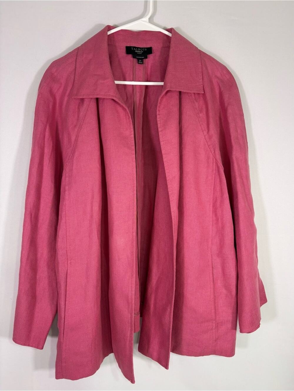 Talbots Woman Pure Irish Linen Pink Blazer Jacket 2X 1159